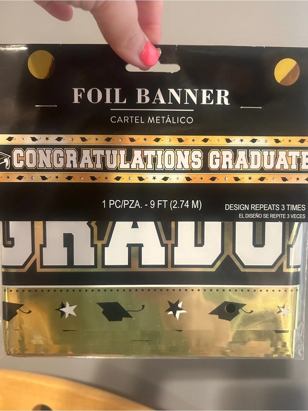 Congratulations Graduate Foil Banner Black & Gold NEW